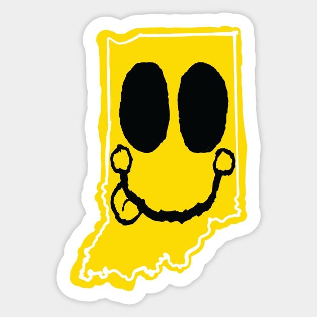 Indiana Happy Face with tongue sticking out Sticker by pelagio